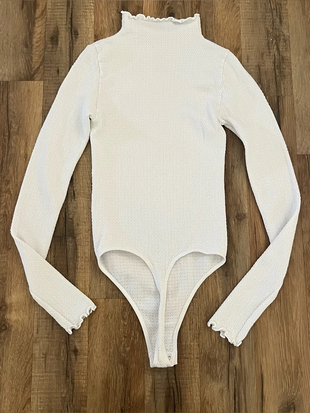 Free People Mara Mock Neck Bodysuit  White XS/S